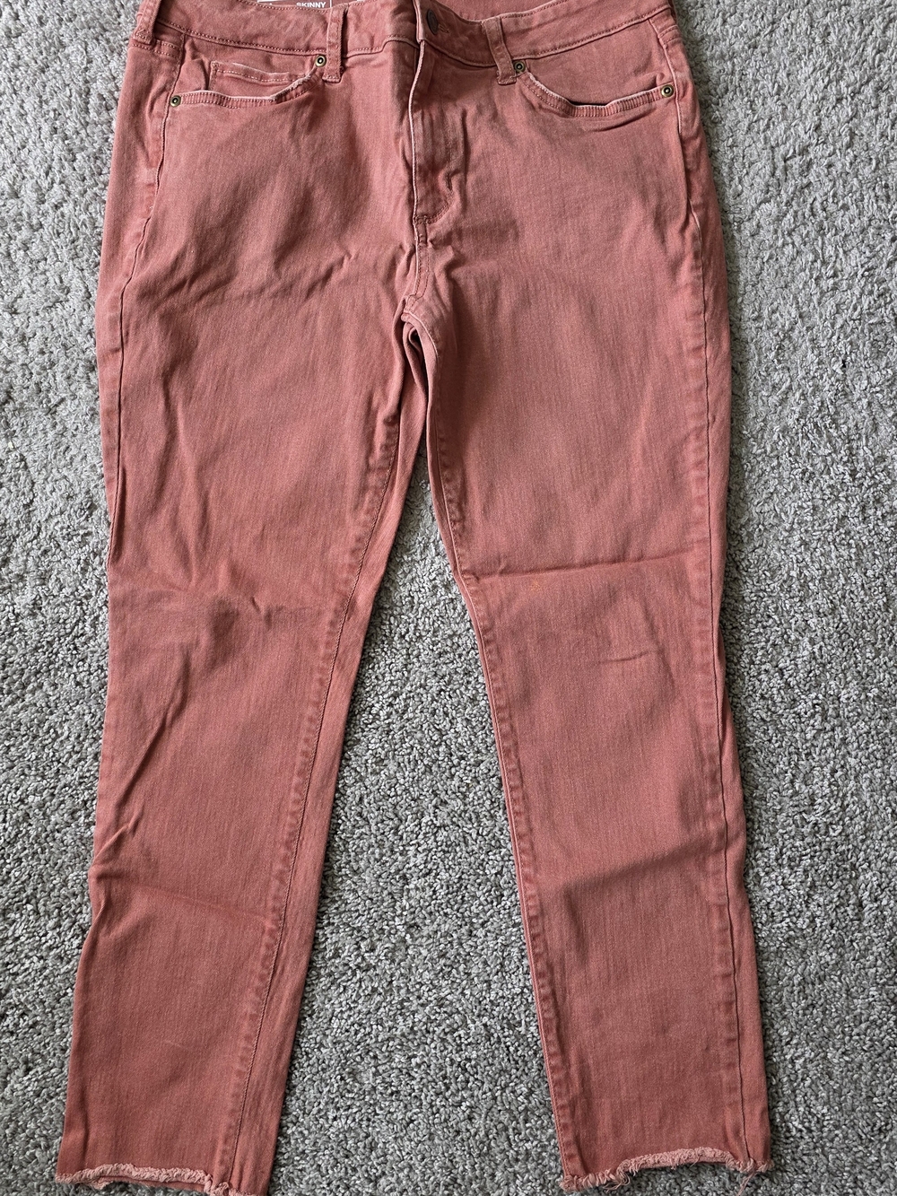 Sonoma Women’s Coral Pink Skinny Jeans Raw Hem Size 14